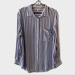 PHILOSOPHY Women’s Stripe Button Up Semi-sheer Size L